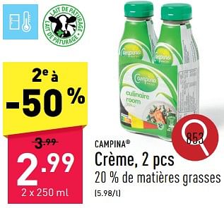 Promotions Crème - Campina - Valide de 25/03/2024 à 30/03/2024 chez Aldi