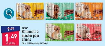 Promotions Bâtonnets à mâcher pour chiens - Romeo - Valide de 25/03/2024 à 30/03/2024 chez Aldi