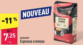 Promoties Espresso cremoso - BARISSIMO - Geldig van 25/03/2024 tot 30/03/2024 bij Aldi