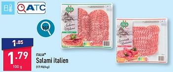 Promotions Salami italien - ITALIA  - Valide de 25/03/2024 à 30/03/2024 chez Aldi