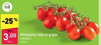 Promoties Minitomates roma en grappe - Huismerk - Aldi - Geldig van 25/03/2024 tot 30/03/2024 bij Aldi