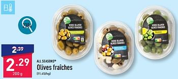 Promoties Olives fraîches - All Seasons - Geldig van 25/03/2024 tot 30/03/2024 bij Aldi