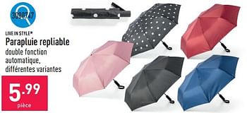 Promoties Parapluie repliable - Live in Style - Geldig van 25/03/2024 tot 30/03/2024 bij Aldi
