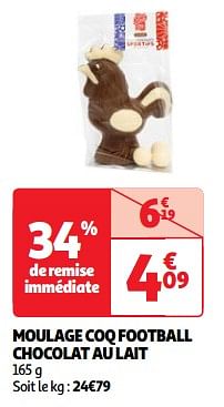 Promoties Moulage coq football chocolat au lait - Huismerk - Auchan - Geldig van 19/03/2024 tot 01/04/2024 bij Auchan