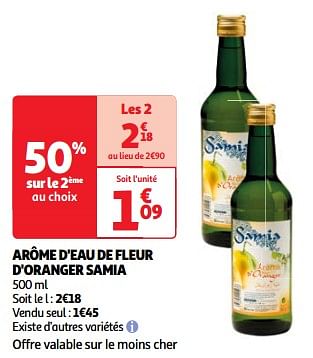 Promotions Arôme d`eau de fleur d`oranger samia - Samia - Valide de 19/03/2024 à 01/04/2024 chez Auchan Ronq