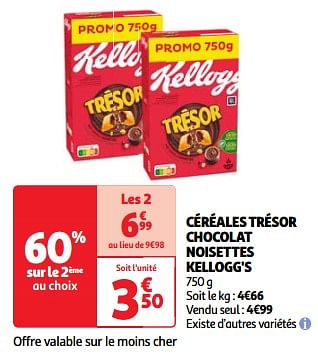 Promoties Céréales trésor chocolat noisettes kellogg`s - Kellogg's - Geldig van 19/03/2024 tot 01/04/2024 bij Auchan