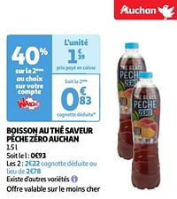 Boisson au thé saveur pêche zéro auchan-Huismerk - Auchan