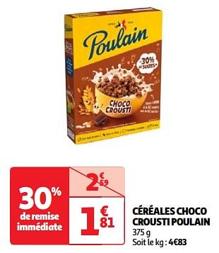 Promoties Céréales choco crousti poulain - Poulain - Geldig van 19/03/2024 tot 01/04/2024 bij Auchan
