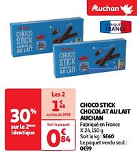 Choco stick chocolat au lait auchan-Huismerk - Auchan