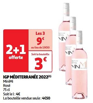 Promoties Igp méditerranée 2022 minimi rosé - Rosé wijnen - Geldig van 19/03/2024 tot 01/04/2024 bij Auchan