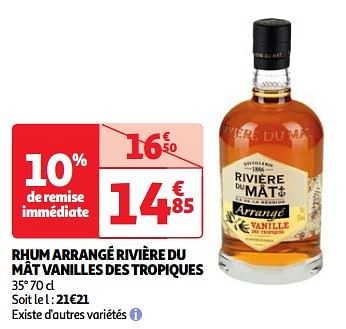 Promotions Rhum arrangé rivière du mât vanilles des tropiques - Riviere du mat - Valide de 19/03/2024 à 01/04/2024 chez Auchan Ronq