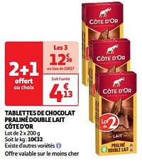 Tablettes de chocolat praliné double lait côte d`or-Cote D