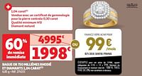 Bague or 750 millièmes rhodié et diamants 1,04 carat-Huismerk - Auchan