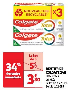 Promoties Dentifrice colgate 24h - Colgate - Geldig van 19/03/2024 tot 01/04/2024 bij Auchan
