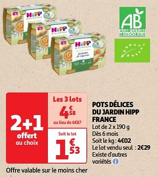 Promotions Pots délices du jardin hipp france - Hipp - Valide de 19/03/2024 à 01/04/2024 chez Auchan Ronq