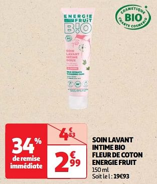 Promoties Soin lavant intime bio fleur de coton energie fruit - Energie Fruit - Geldig van 19/03/2024 tot 01/04/2024 bij Auchan
