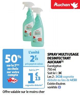 Promoties Spray multi usage desinfectant auchan - Huismerk - Auchan - Geldig van 19/03/2024 tot 01/04/2024 bij Auchan