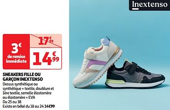 Promotions Sneakers fille ou garçon inextenso - Inextenso - Valide de 19/03/2024 à 01/04/2024 chez Auchan Ronq