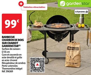 Promotions Barbecue charbon de bois sur chariot gardenstar - GardenStar - Valide de 19/03/2024 à 01/04/2024 chez Auchan Ronq