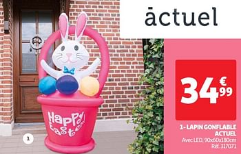 Promoties Lapin gonflable actuel - Huismerk - Auchan - Geldig van 19/03/2024 tot 01/04/2024 bij Auchan