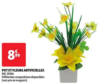 Promotions Pot et fleurs artificielles - Produit Maison - Auchan Ronq - Valide de 19/03/2024 à 01/04/2024 chez Auchan Ronq