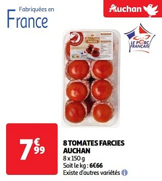 Promotions 8 tomates farcies auchan - Produit Maison - Auchan Ronq - Valide de 19/03/2024 à 01/04/2024 chez Auchan Ronq