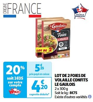 Promoties Lot de 2 foies de volaille confits le gaulois - Le Gaulois - Geldig van 19/03/2024 tot 01/04/2024 bij Auchan