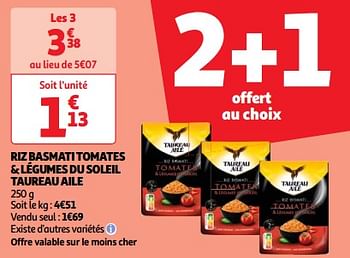 Promotions Riz basmati tomates + légumes du soleil taureau aile - Taureau Ailé - Valide de 19/03/2024 à 01/04/2024 chez Auchan Ronq