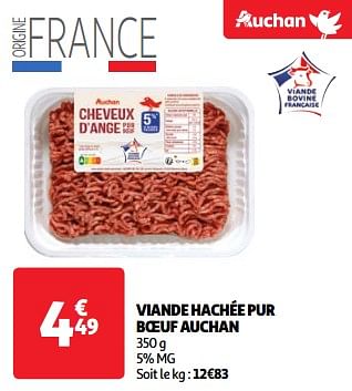 Promotions Viande hachée pur boeuf auchan - Produit Maison - Auchan Ronq - Valide de 19/03/2024 à 01/04/2024 chez Auchan Ronq