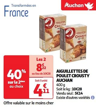 Promotions Aiguillettes de poulet crousty auchan - Produit Maison - Auchan Ronq - Valide de 19/03/2024 à 01/04/2024 chez Auchan Ronq