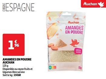 Promoties Amandes en poudre auchan - Huismerk - Auchan - Geldig van 19/03/2024 tot 01/04/2024 bij Auchan