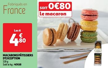 Promotions Macarons pâtissiers d`exception - Produit Maison - Auchan Ronq - Valide de 19/03/2024 à 01/04/2024 chez Auchan Ronq