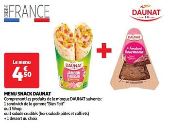 Promoties Menu snack daunat - Daunat - Geldig van 19/03/2024 tot 01/04/2024 bij Auchan