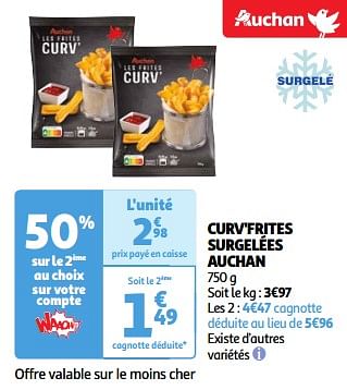 Promotions Curv`frites surgelées auchan - Produit Maison - Auchan Ronq - Valide de 19/03/2024 à 01/04/2024 chez Auchan Ronq