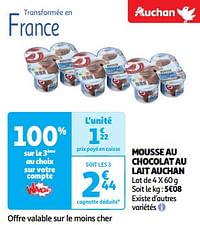 Mousse au chocolat au lait auchan-Huismerk - Auchan