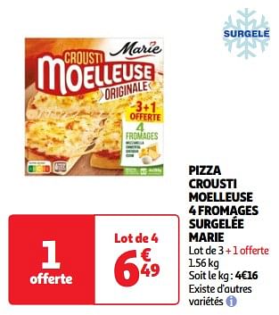 Promoties Pizza crousti moelleuse 4 fromages surgelée marie - Marie - Geldig van 19/03/2024 tot 01/04/2024 bij Auchan