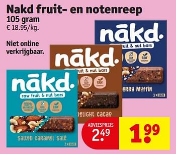 Promoties Nakd fruit- en notenreep - Nákd - Geldig van 17/03/2024 tot 24/03/2024 bij Kruidvat