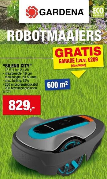 Promoties Gardena robotmaaiers sileno city - Gardena - Geldig van 13/03/2024 tot 24/03/2024 bij Hubo