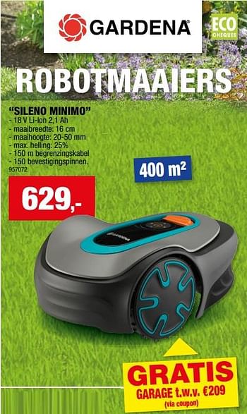 Promoties Gardena robotmaaiers sileno minimo - Gardena - Geldig van 13/03/2024 tot 24/03/2024 bij Hubo