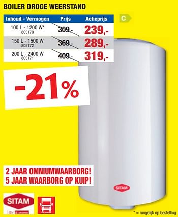 Promoties Sitam boiler droge weerstand - Sitam - Geldig van 13/03/2024 tot 24/03/2024 bij Hubo