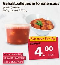 Gehaktballetjes in tomatensaus-Huismerk - Buurtslagers