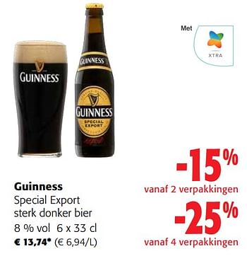 Promoties Guinness special export sterk donker bier - Guinness - Geldig van 13/03/2024 tot 26/03/2024 bij Colruyt