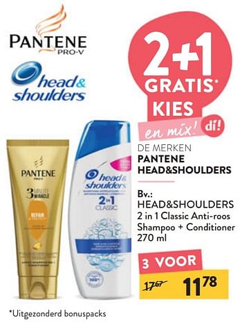 Promoties Head+shoulders 2 in 1 classic anti-roos shampoo + conditioner - Head & Shoulders - Geldig van 13/03/2024 tot 26/03/2024 bij DI
