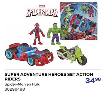 Promoties Super adventure heroes set action riders - Hasbro - Geldig van 15/03/2024 tot 18/04/2024 bij Supra Bazar
