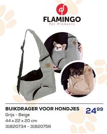 Promotions Buikdrager voor hondjes - Flamingo - Valide de 15/03/2024 à 18/04/2024 chez Supra Bazar
