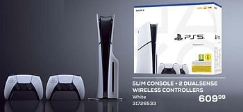 Promotions Slim console + 2 dualsense wireless controllers white - Sony Computer Entertainment Europe - Valide de 15/03/2024 à 18/04/2024 chez Supra Bazar