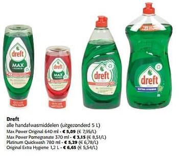 Promotions Dreft alle handafwasmiddelen - Dreft - Valide de 13/03/2024 à 26/03/2024 chez Colruyt