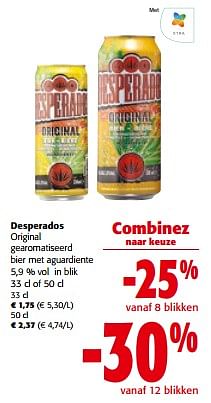 Promoties Desperados original gearomatiseerd bier met aguardiente - Desperados - Geldig van 13/03/2024 tot 26/03/2024 bij Colruyt