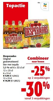 Promoties Desperados original gearomatiseerd bier met tequila - Desperados - Geldig van 13/03/2024 tot 26/03/2024 bij Colruyt