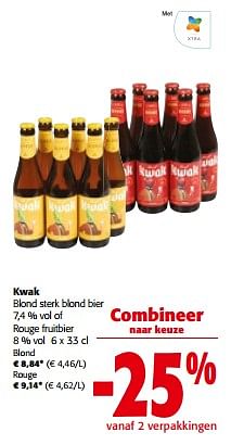 Promoties Kwak blond sterk blond bier of rouge fruitbier - Kwak - Geldig van 13/03/2024 tot 26/03/2024 bij Colruyt